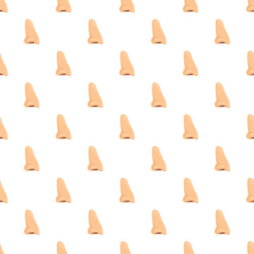 Human nose cartoon repeating pattern representing the sense of smell and breathing