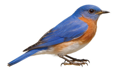 Fototapeta premium Eastern Bluebird male bird with vibrant blue wings and orange chest