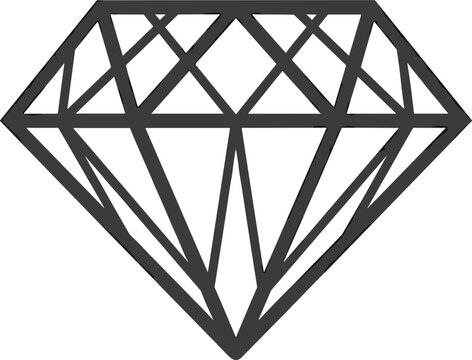 Minimalist geometric diamond outline icon vector illustration featuring linear luxury gemstone jewel shape isolated on white background