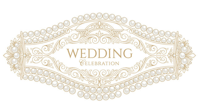 Elegant Wedding Celebration Frame - Ornate Pearl Border with Flourishes