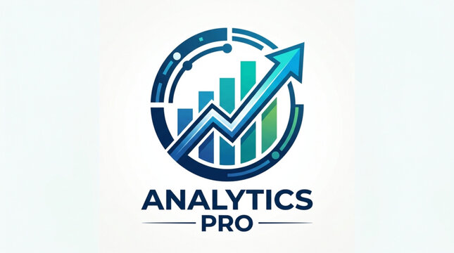 Business Analytics Growth Concept with Upward Arrow and City Skyline in Circular Logo Design