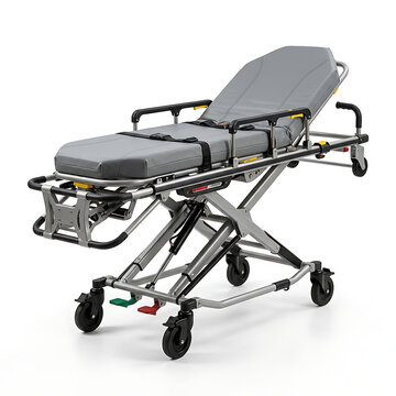 Advanced medical emergency stretcher with adjustable features for patient transport and care transparent background