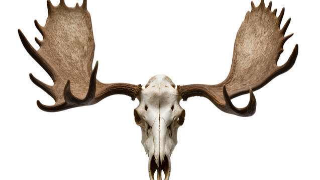 Moose skull with large antlers, detailed bone structure