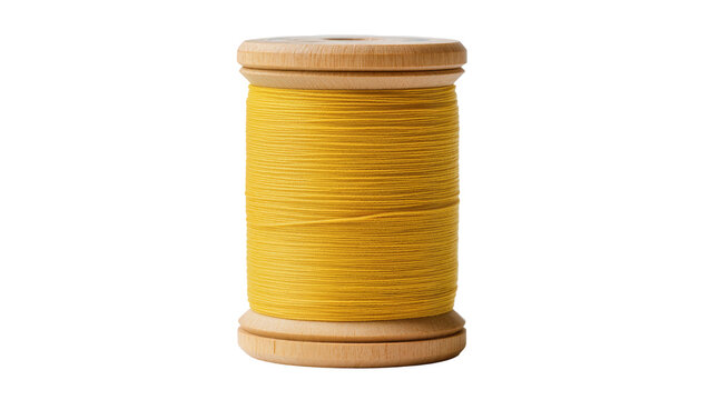 Yellow thread spool with wooden ends