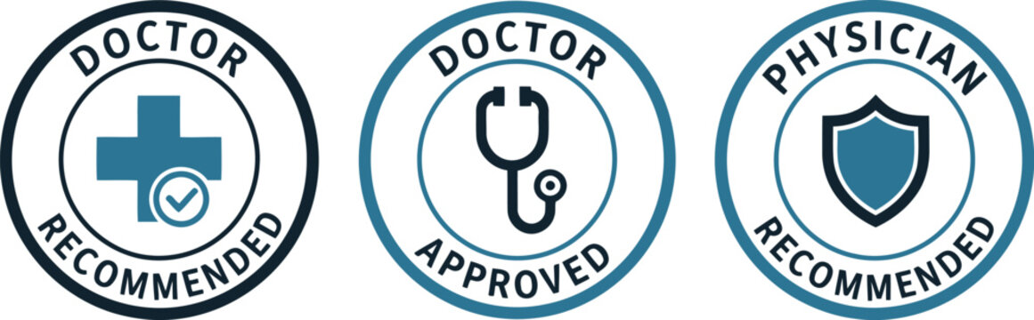 Doctor Recommended and Approved Badges Set for Medical Products