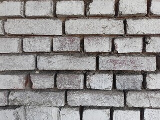 Obraz premium White washed brick wall texture, weathered painted brickwork background 