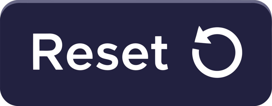 Dark blue reset button with circular arrow icon on rounded interface panel, modern web UI control
