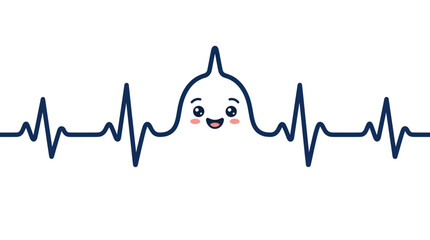 Cute Narwhal Silhouette in Heartbeat Line, Kawaii Ocean Animal © meja