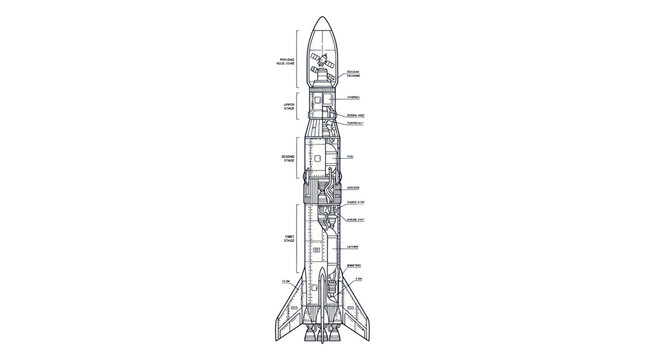 Rocket Blueprint Technical Drawing