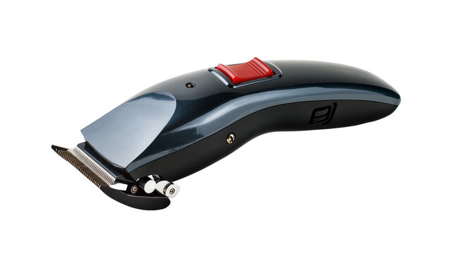 Professional hair clipper with red switch and metallic blade