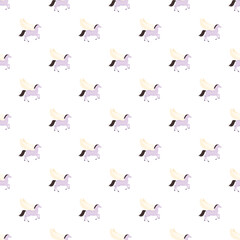 Obraz premium Pegasus mythical flying horse repeating pattern on a white background