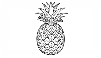 Fototapeta premium Shaded pineapple fruit line art for tropical designs.