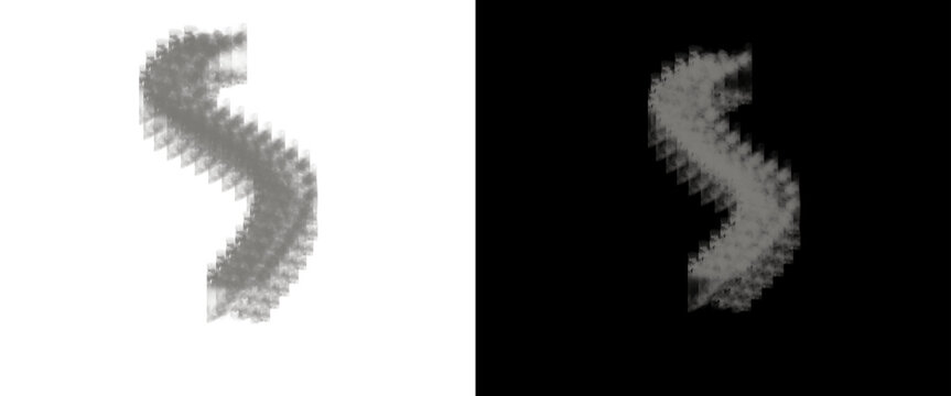 Grey serrated letter s shape
