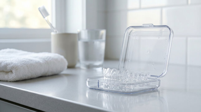 Clear aligners in open storage case