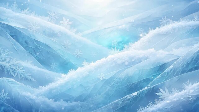 Beautiful winter snowflakes and icy frost patterns in cold frozen nature background