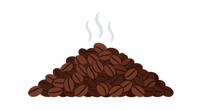 A pile of steaming brown coffee beans