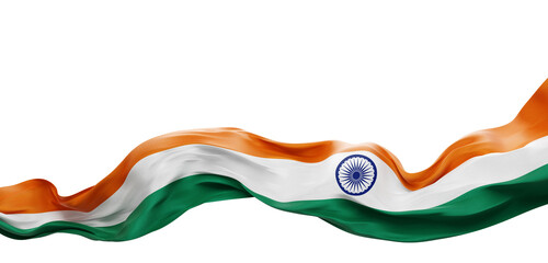 Plakat Indian or india flag ribbon flowing isolated on transparent background with copy space 3D render