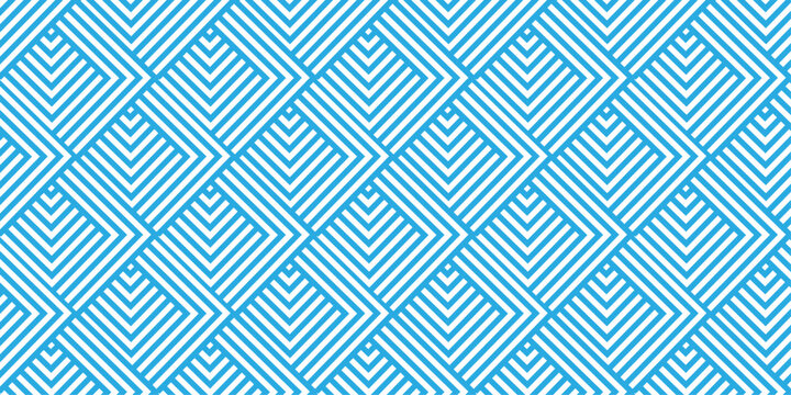 vector maze wall decoration blue gradient striped square overlapping textile background. minimal grid metal diagonal line texture background.