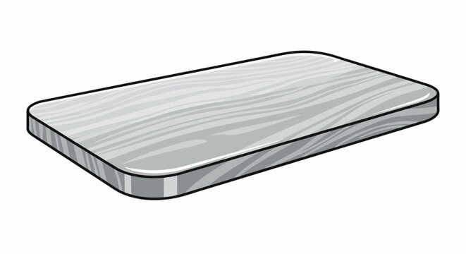 A grey, rectangular mattress with rounded corners and wavy texture