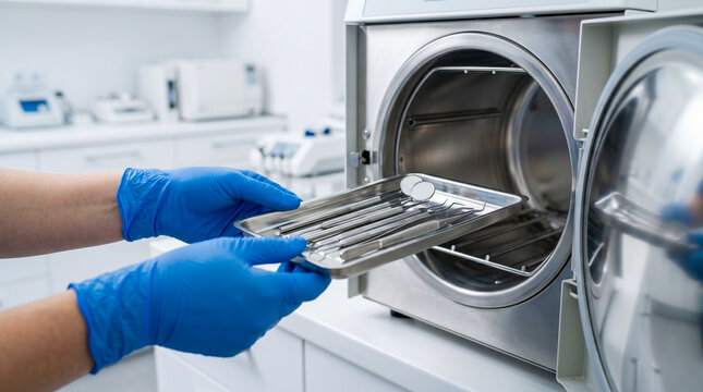 Dental instruments in sterilization machine