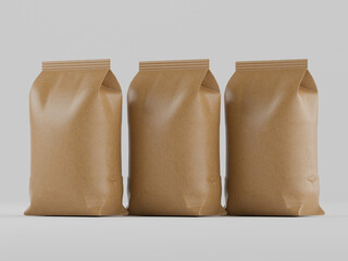 3D Render coffee pouch brown color isolated on white background © Mbadings