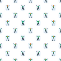 Obraz premium People making snow angels in a seamless pattern for winter fun
