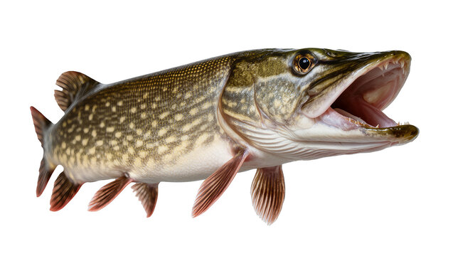 Northern Pike fish with open mouth and sharp teeth