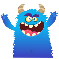 Naklejka premium Cartoon Scary monster waving hands illustration