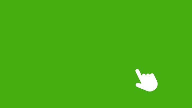 Hand Cursor Click Animation on Green Screen Pointer Icon Motion Graphic Overlay Mouse Click Gesture Animation with Finger Tap Symbol Green Screen User Interface Element