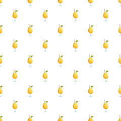 Repeating pattern showing yellow cocktails with straws and mint leaves © nsit0108