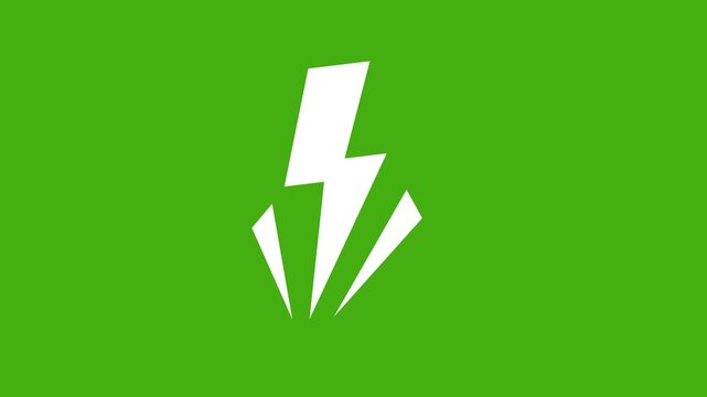 Wiggling Lightning Bolt Icon Animation on Green Screen Electric Energy Symbol Overlay Vibrating Thunder Symbol Motion Graphic with Dynamic Shock Effect Green Screen Animation