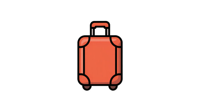 Red rolling suitcase icon with black wheels for travel and vacation designs Vector