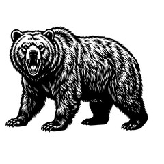 Obraz premium Angry Roaring Bear Vector Art - Aggressive Grizzly Mascot Clipart