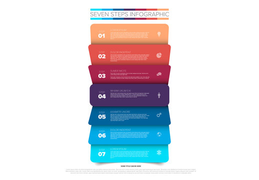 Seven Steps Vertical Infographic Template with Colorful Banners