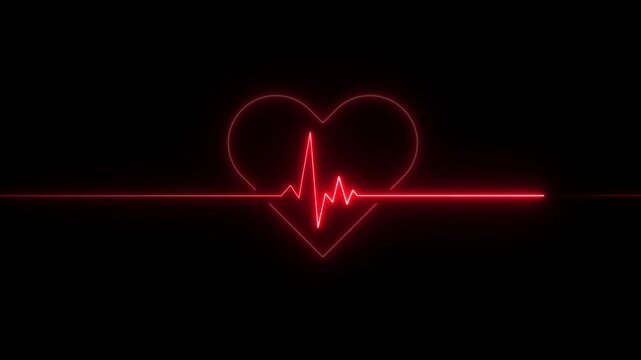 Love heart ekg animation. Neon Heartbeat line motion. pulse line for medical and, science projects video.