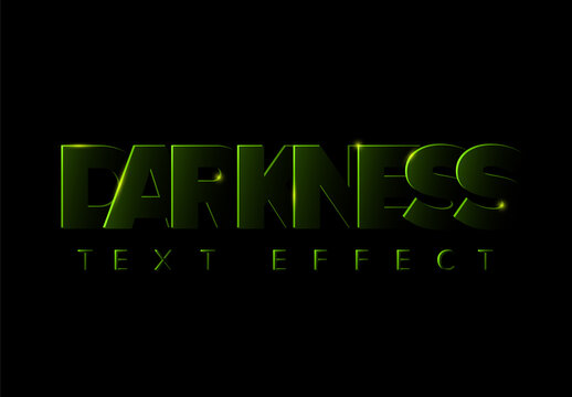 Darkness Editable Text Effect Style with Green Glowing Edges on Black Background