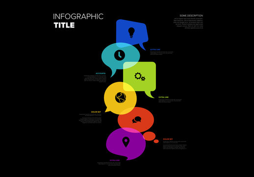 Colorful Infographic Template with Speech Bubbles and Business Icons