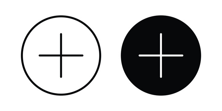 Add item icon clipart and thin stroke versions pack