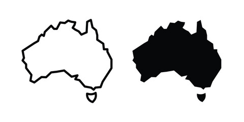 Australia map icon clipart and thin stroke versions pack © Hunt