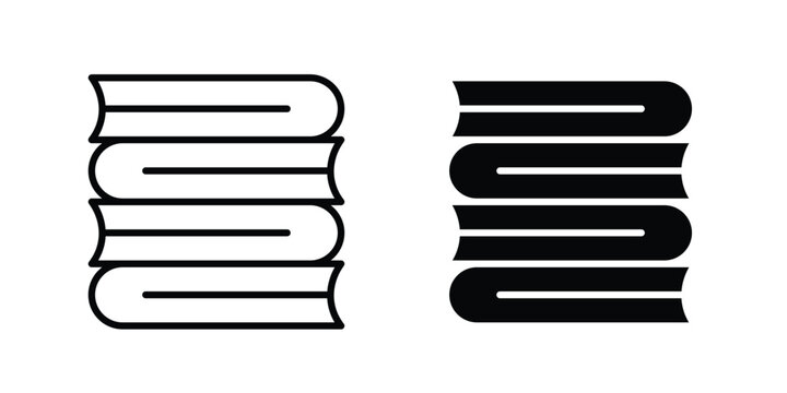 Books icon clipart and thin stroke versions pack