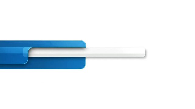 A sleek blue graphic element with a white rectangular overlay on a white background
