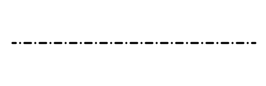 Solid Black Morse Code Dashed Dotted Horizontal Line Divider Isolated on Transparent Background