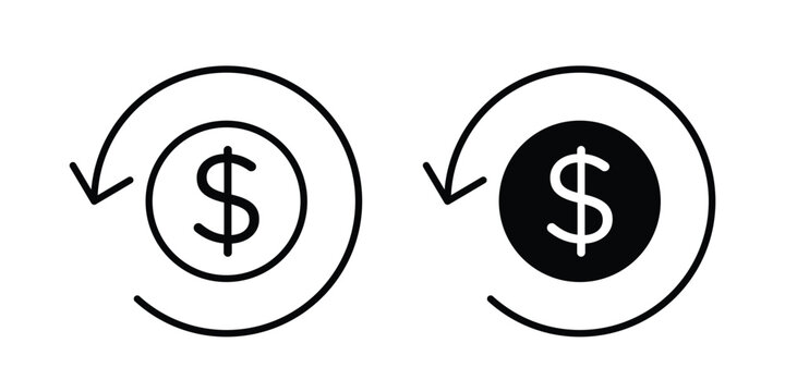 Cashback icon clipart and thin stroke versions pack