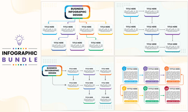 Professional Decision Tree Workflow Structure and Business Process Infographic Templates Bundle