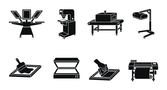 Screen Printing Equipment PNG Set, T-shirt Press Machine, Dryer