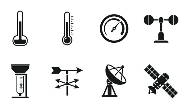 Weather Instruments Set PNG meteorological tools, scientific equipment, transparent background