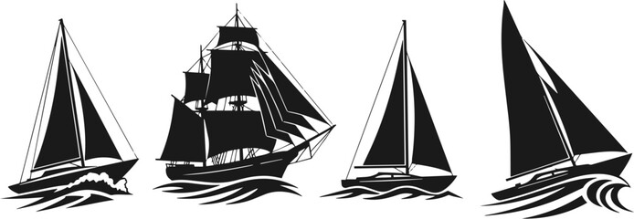Sailing ships on the water surface. © Bayu