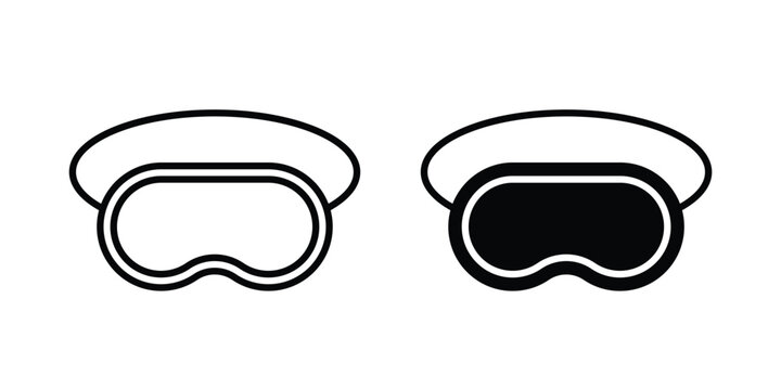 Eye mask icon clipart and thin stroke versions pack
