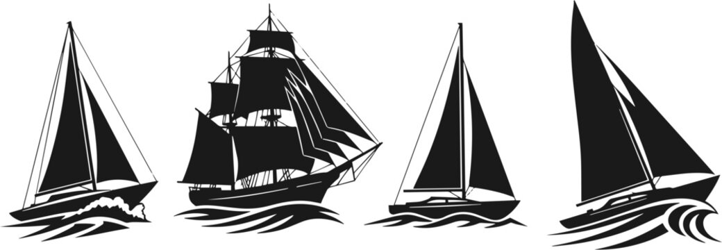 Sailing ships on the water surface.
