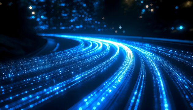 Abstract flowing blue lights, futuristic technology concept